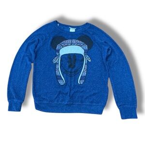 Disney Parks Mickey Mouse Winter Hat Lightweight Sweater Blue Women’s Size M